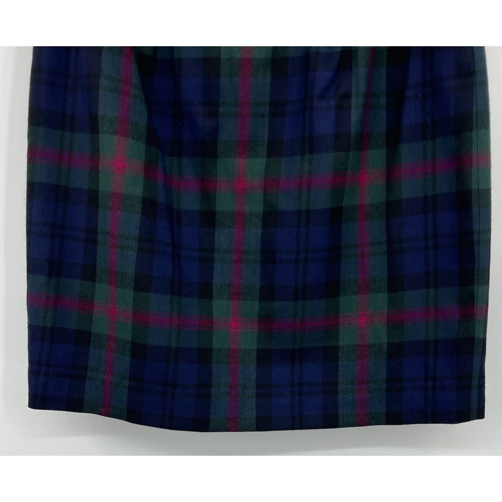 Vintage Chelsea Cambell Petites Lined Wool Mini Wrap Skirt Size 6 Plaid Academia - Picture 7 of 9